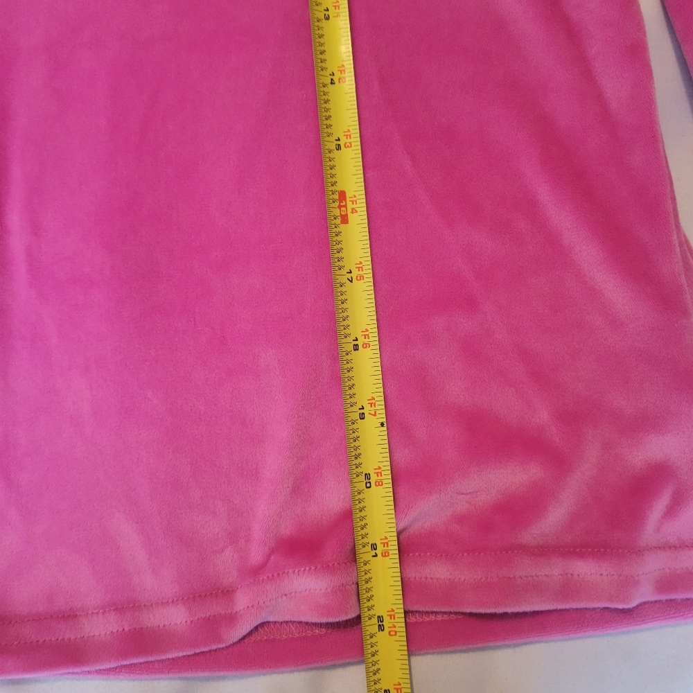 Juicy Couture Pink Velour Rhinestone Long Sleeve Top 90s Y2K Size Large - Picture 8 of 9